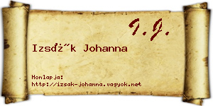 Izsák Johanna névjegykártya